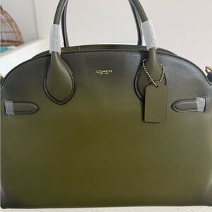 Coach Dark Green Leather Satchel